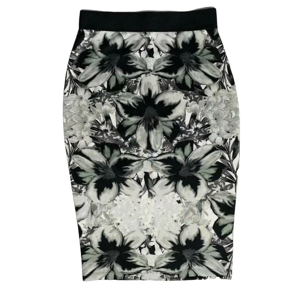 Womens Apt. 9 Black and White Graphic Floral Pencil Skirt with Stretch Size S